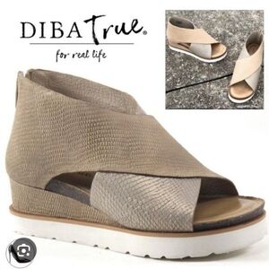 DIBA TRUE Gangway opentoe Leather Upper wedge shoe SZ.8